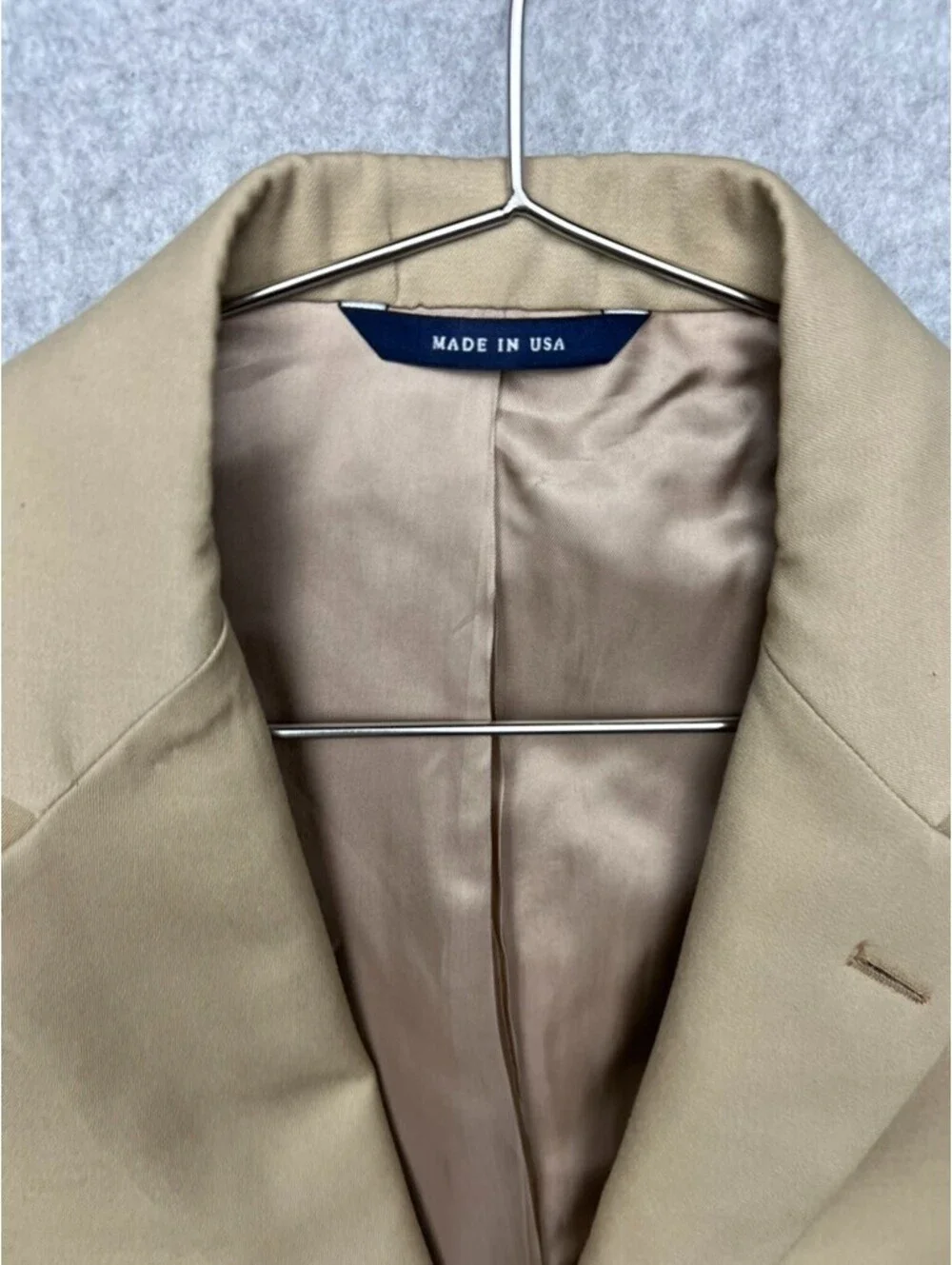 Brooks Brothers 1818 Blazer Suit Jacket 38R 32W Tan Beige 100% Wool Made In USA